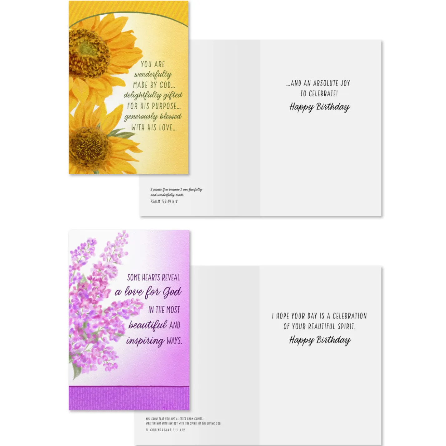 Classic Florals Assorted Religious Birthday Cards, Box of 12