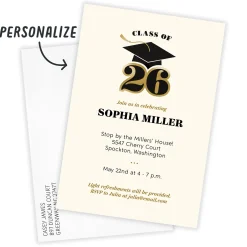 Classic Grad Cap Class of 2026 Flat Graduation Party Invitation