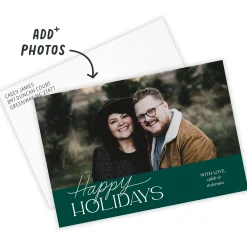 Classic Lettering on Green Flat Holiday Photo Card