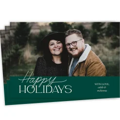 Classic Lettering on Green Flat Holiday Photo Card