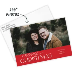 Classic Lettering on Red Flat Christmas Photo Card