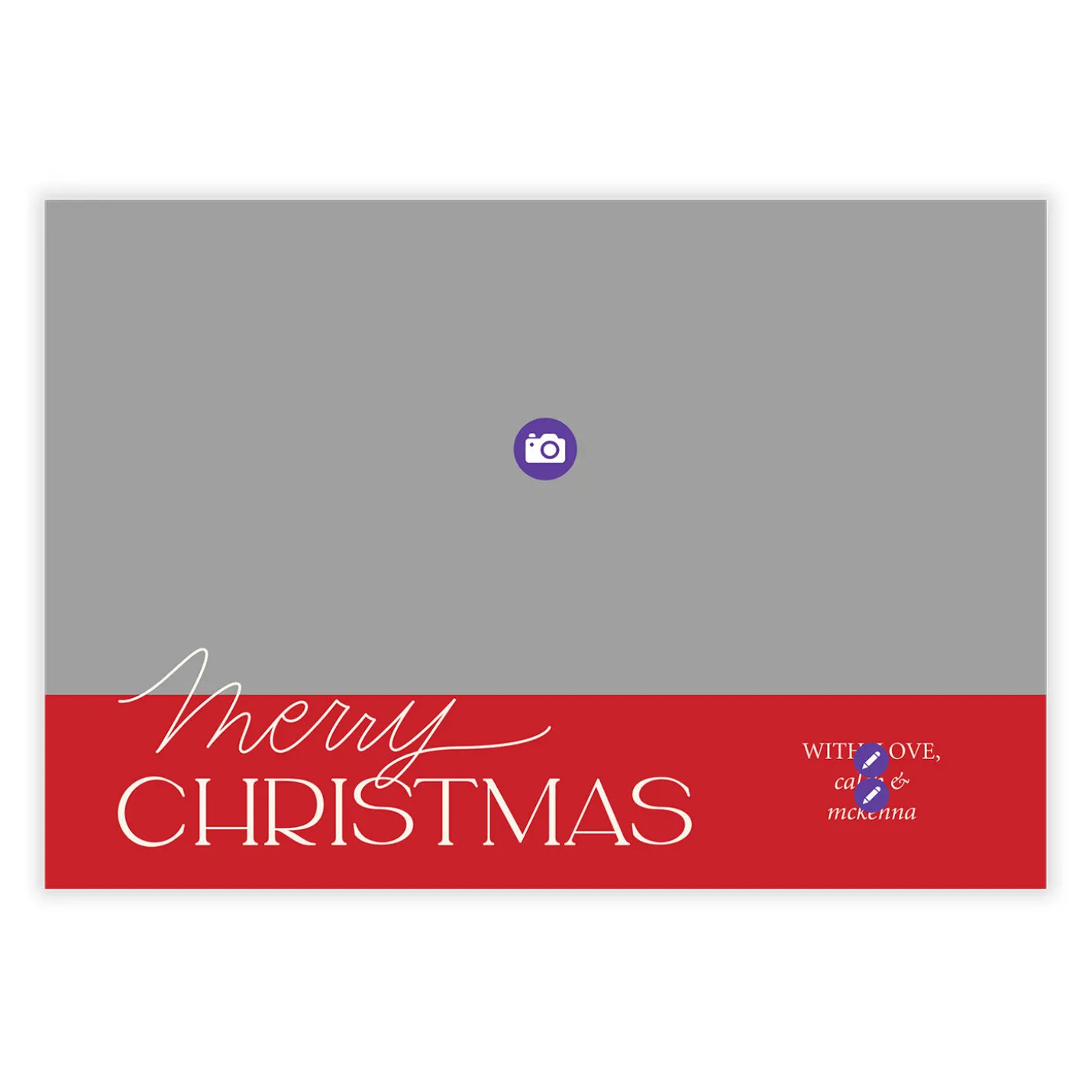 Classic Lettering on Red Flat Christmas Photo Card
