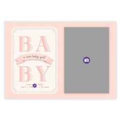 Classic Pink Banner Baby Girl Flat Birth Announcement