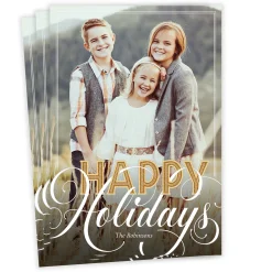 Classic Scrollwork Flat Holiday Photo Card