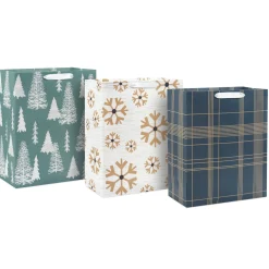 13" Classic Winter 3-Pack Assortment Large Gift Bags