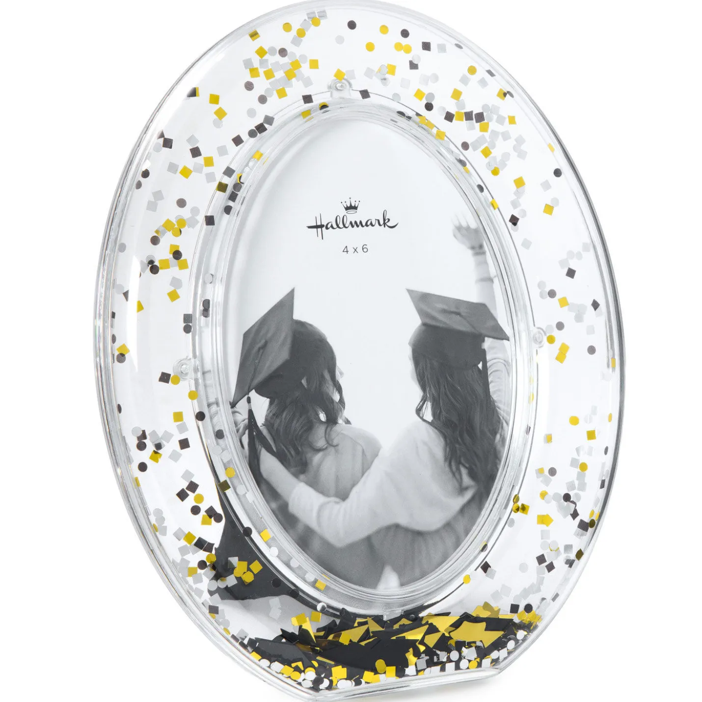 Clear Oval With Confetti Graduation Picture Frame, 4x6