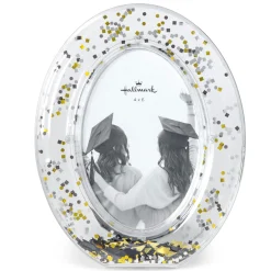 Clear Oval With Confetti Graduation Picture Frame, 4x6