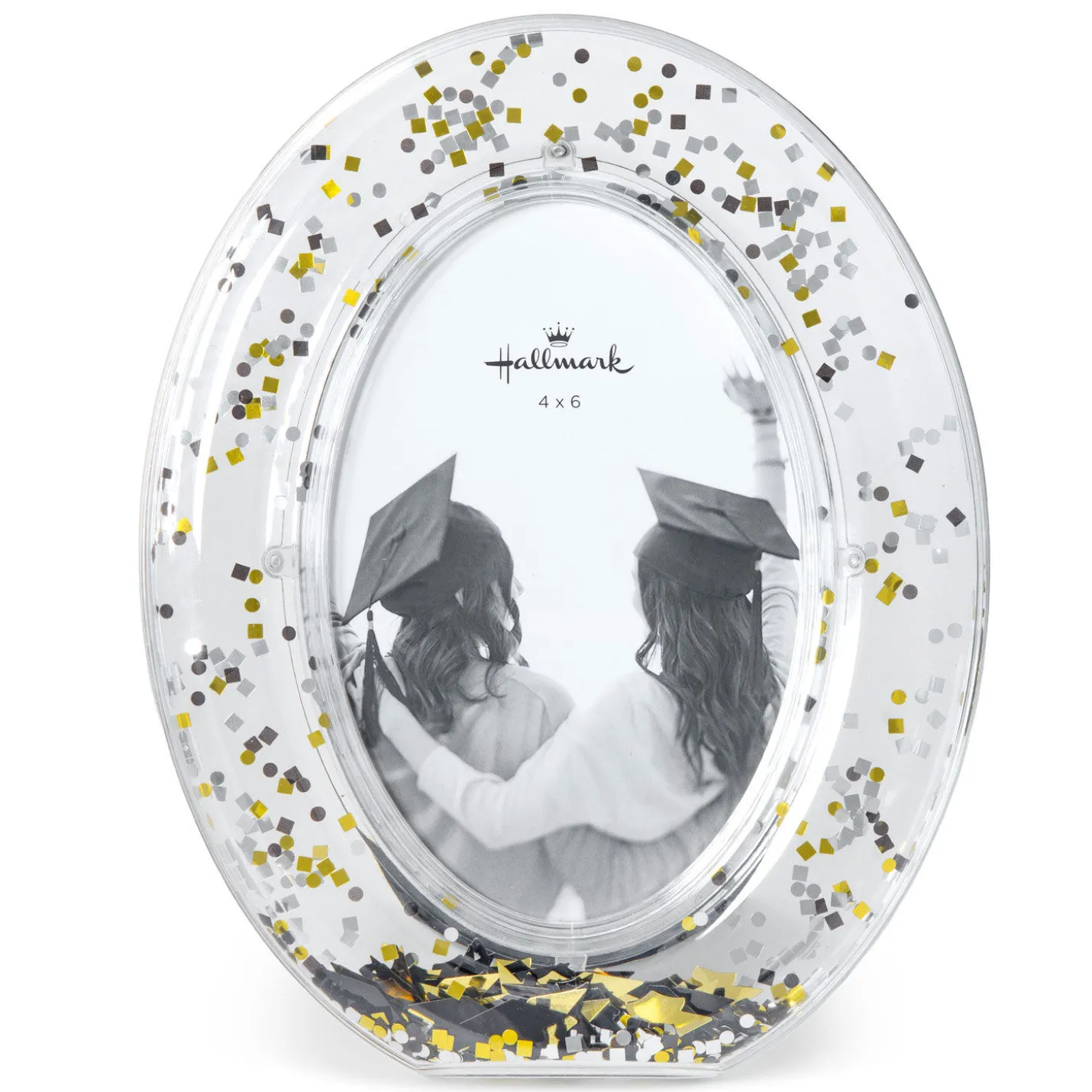 Clear Oval With Confetti Graduation Picture Frame, 4x6