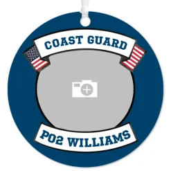 Coast Guard Metal Personalized Ornament, Custom Photo and Text