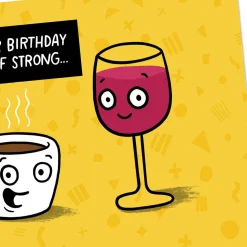 Coffee and Wine Funny Birthday Card for Adult