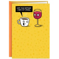 Coffee and Wine Funny Birthday Card for Adult