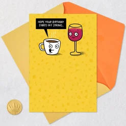 Coffee and Wine Funny Birthday Card for Adult