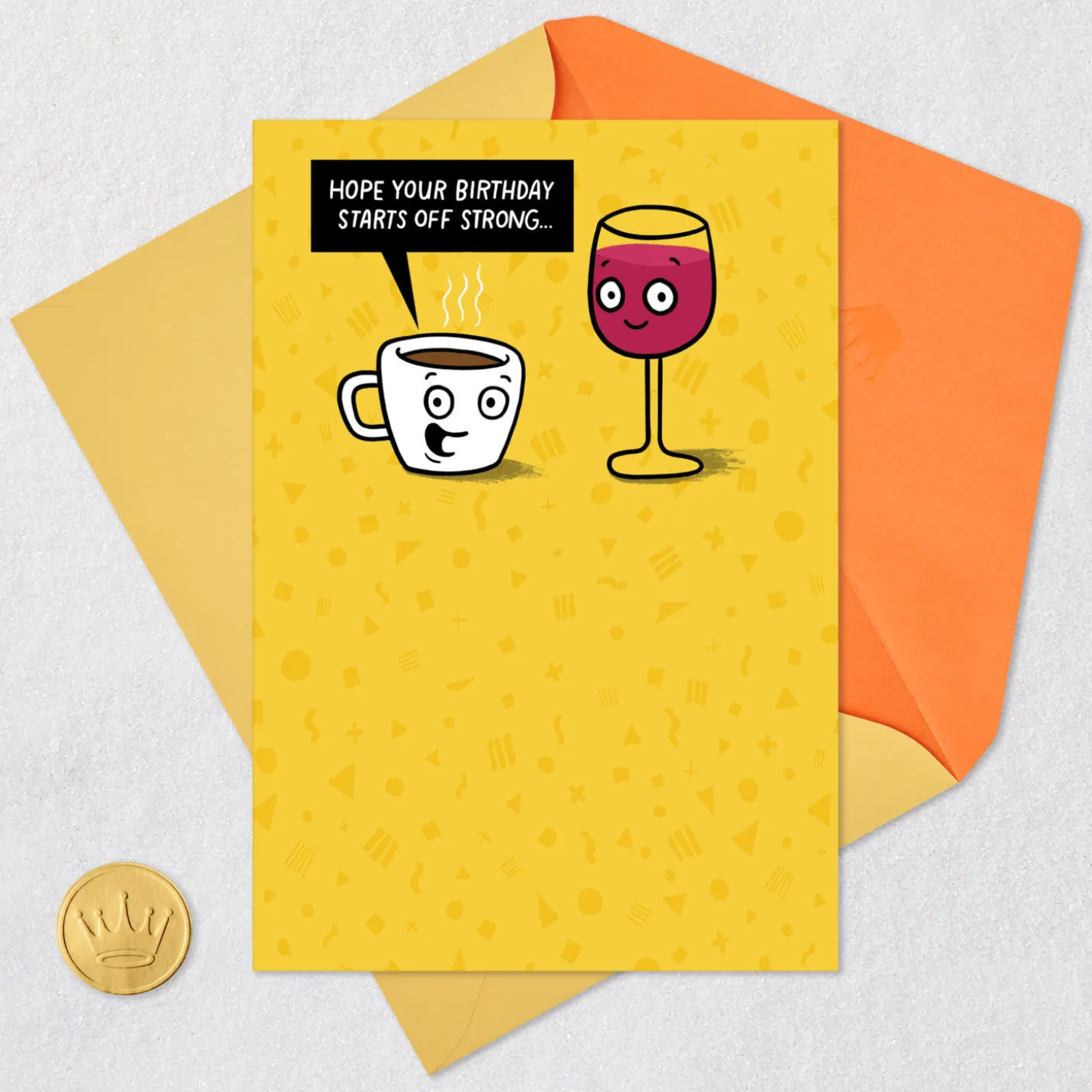 Coffee and Wine Funny Birthday Card for Adult