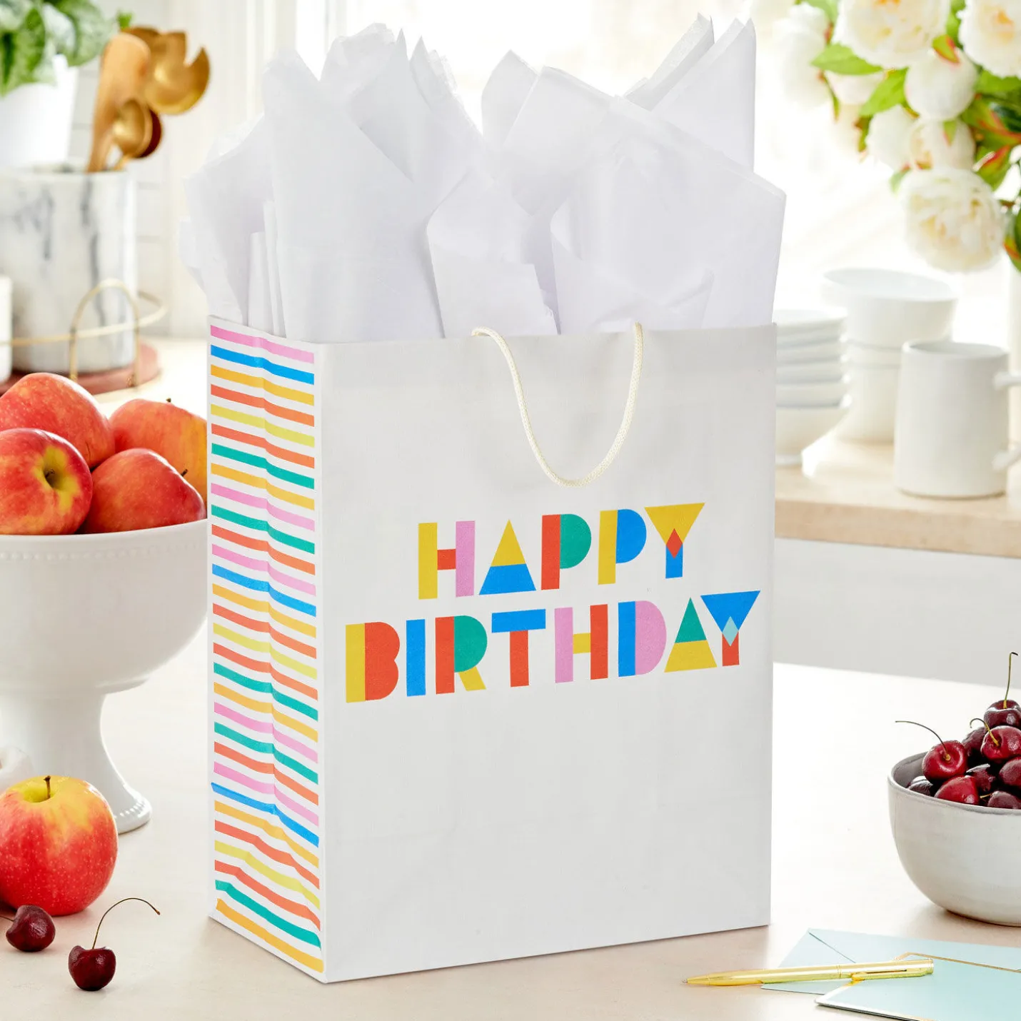 13" Collage Lettering Large Birthday Gift Bag