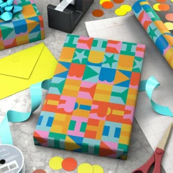 Color Block Birthday Wrapping Paper, 20 sq. ft.