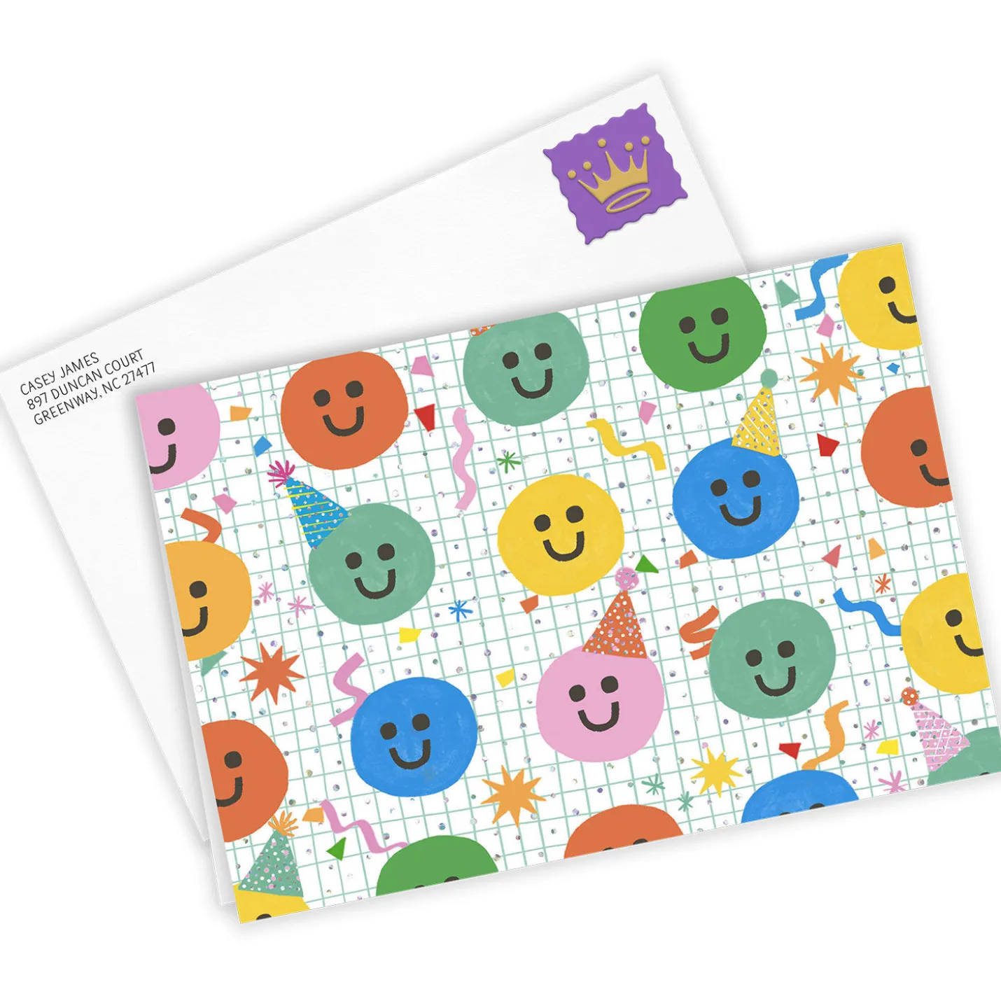 Colorful Smiley Faces Custom Birthday Card