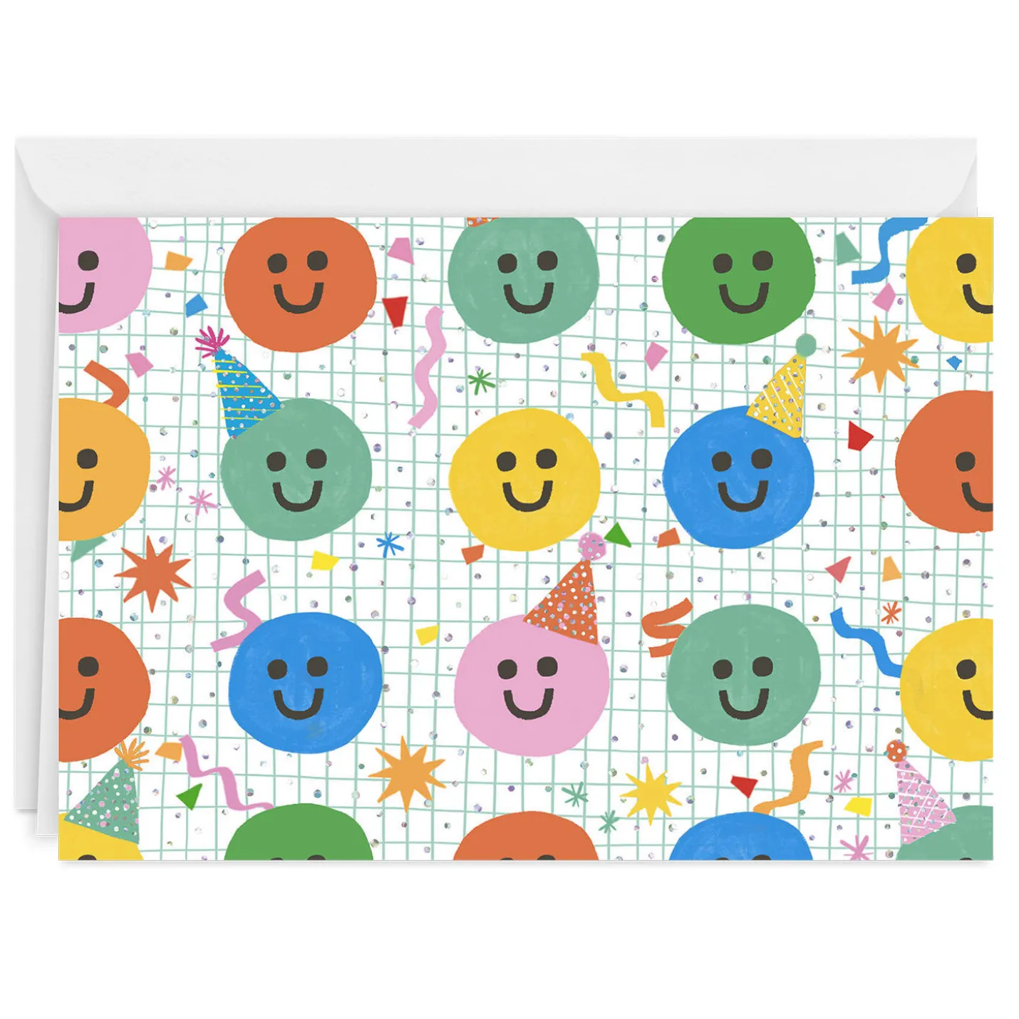 Colorful Smiley Faces Custom Birthday Card