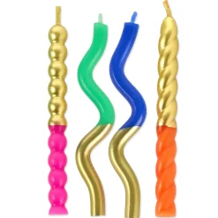 Colorful and Sparkly Squiggles Birthday Candles, Pack of 4