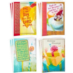 Colorful Assorted Religious Birthday Cards, Box of 12