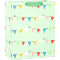13" Colorful Banners on Light Green Large Gift Bag