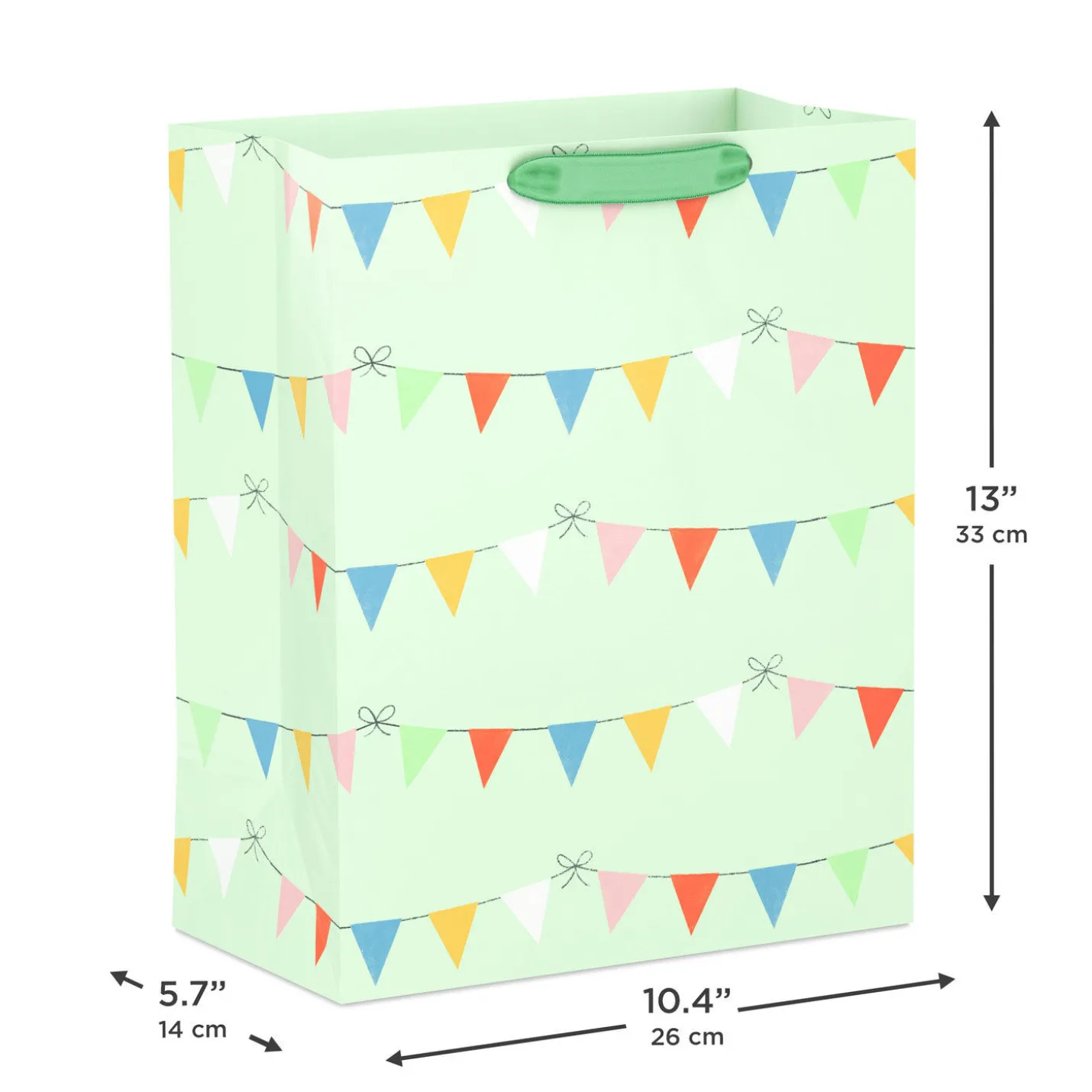 13" Colorful Banners on Light Green Large Gift Bag