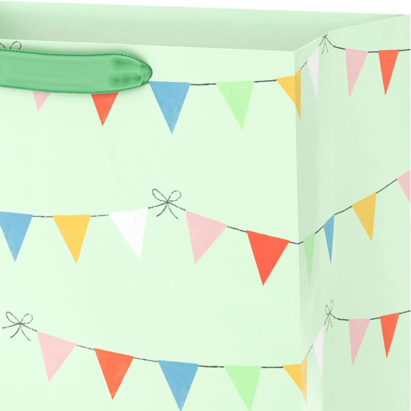 13" Colorful Banners on Light Green Large Gift Bag