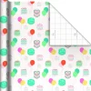 Colorful Birthday Cakes on White Wrapping Paper Roll, 20 sq. ft.