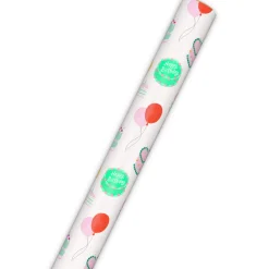Colorful Birthday Cakes on White Wrapping Paper Roll, 20 sq. ft.