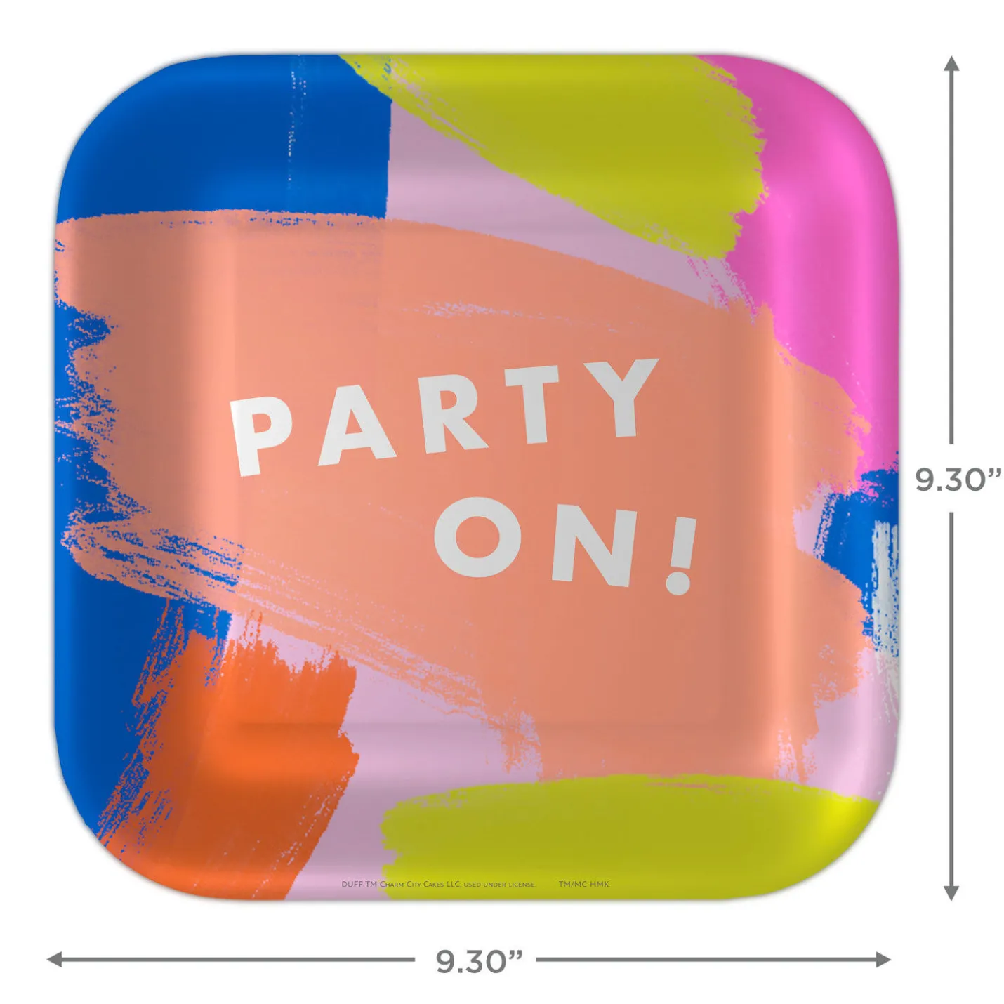 Colorful Brushstroke "Party On" Dinner Plates, Pack of 8