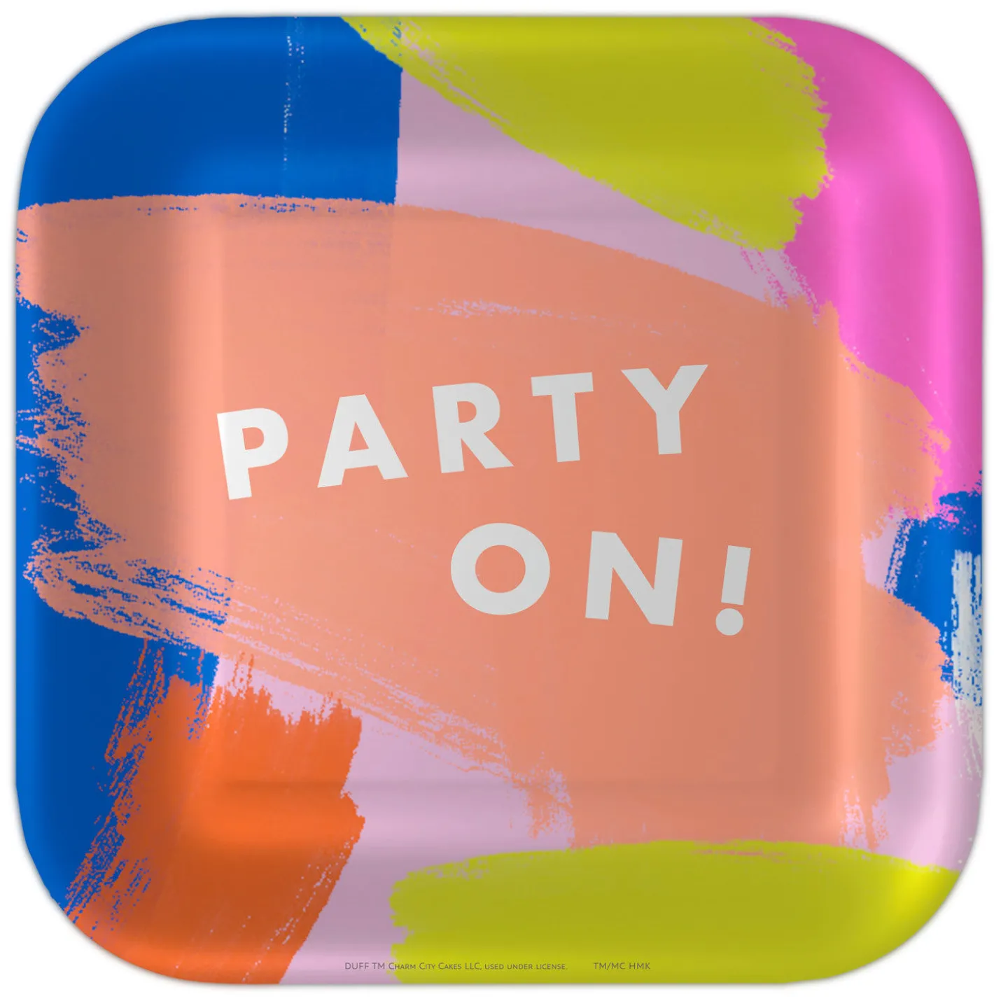 Colorful Brushstroke "Party On" Dinner Plates, Pack of 8