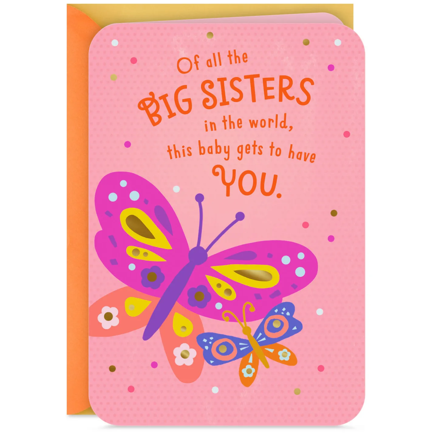 Colorful Butterflies New Baby Card for Big Sister