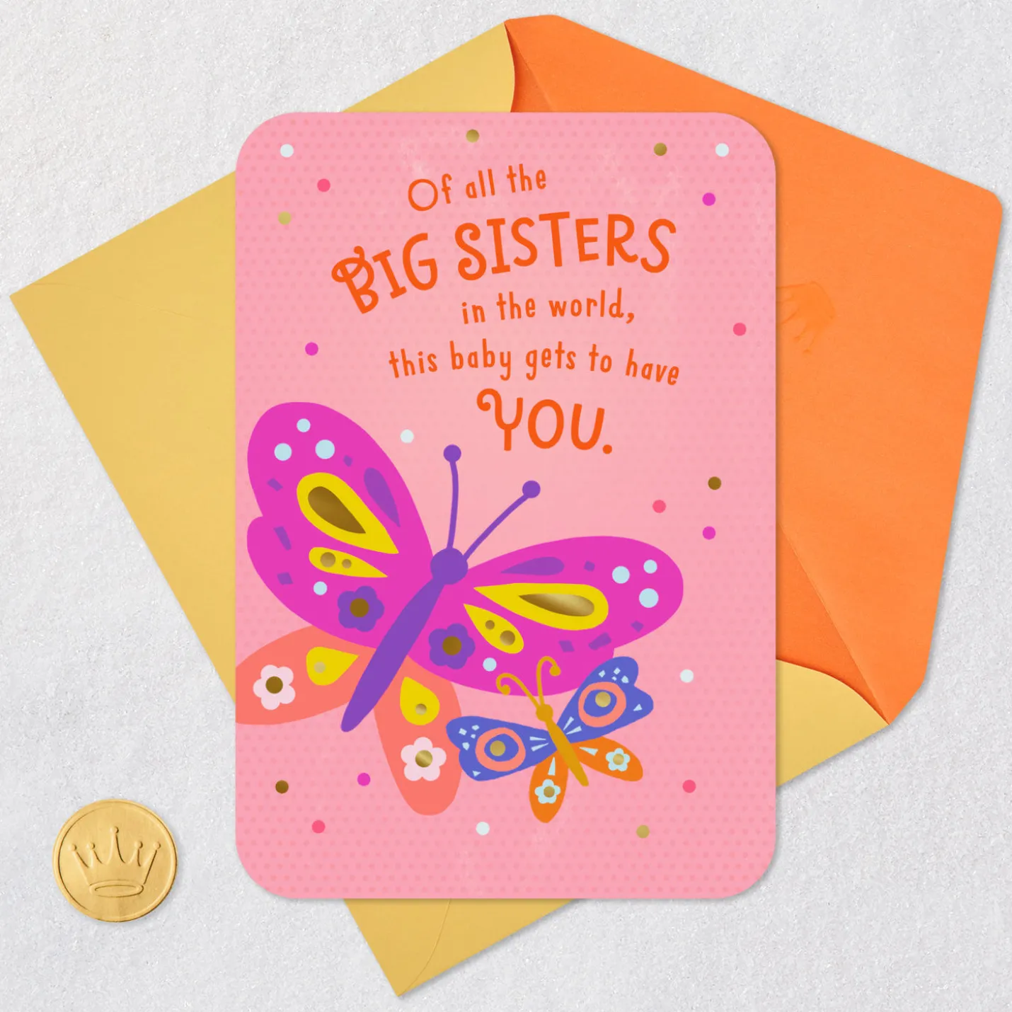 Colorful Butterflies New Baby Card for Big Sister