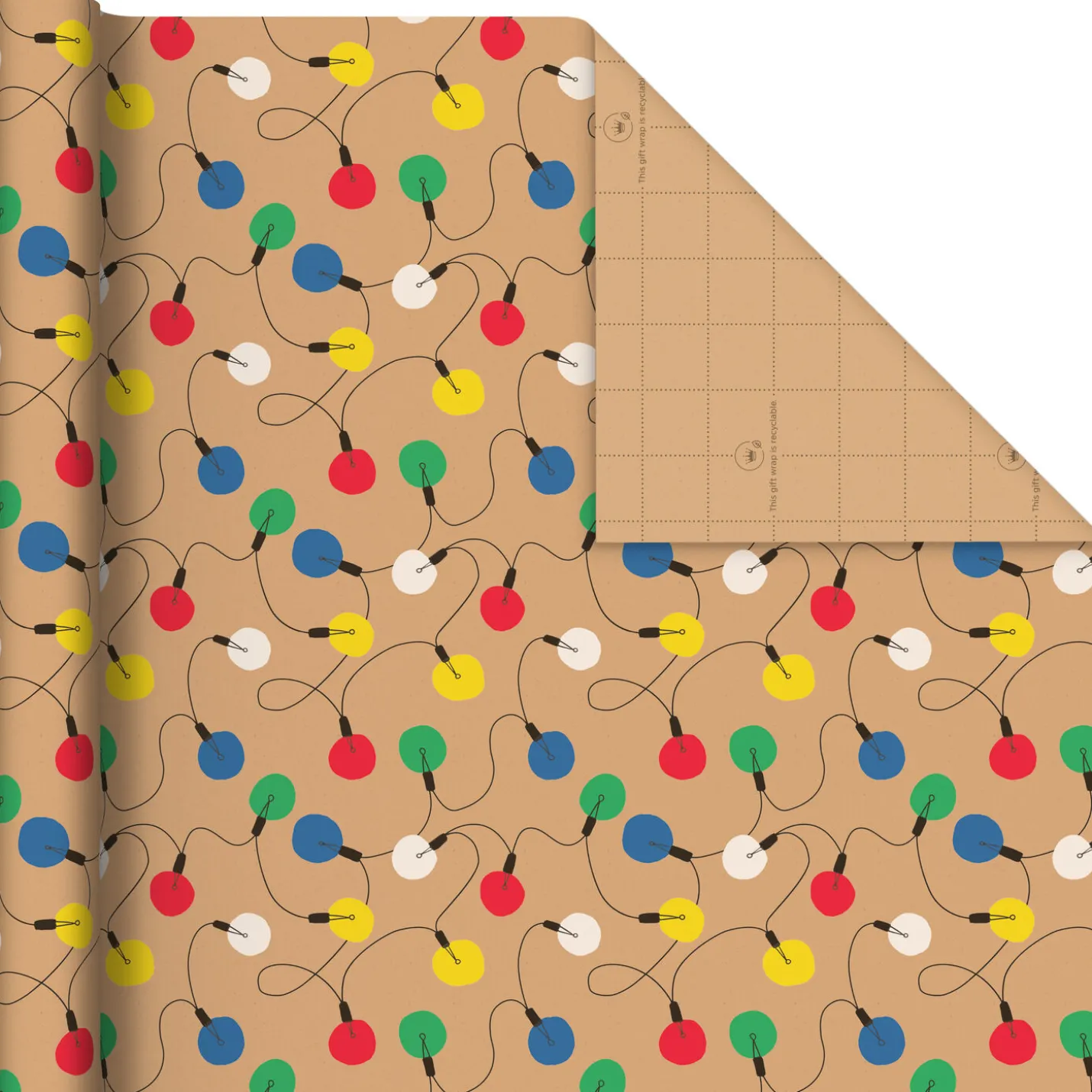 Colorful Christmas 4-Pack Kraft Wrapping Paper Assortment, 88 sq. ft.