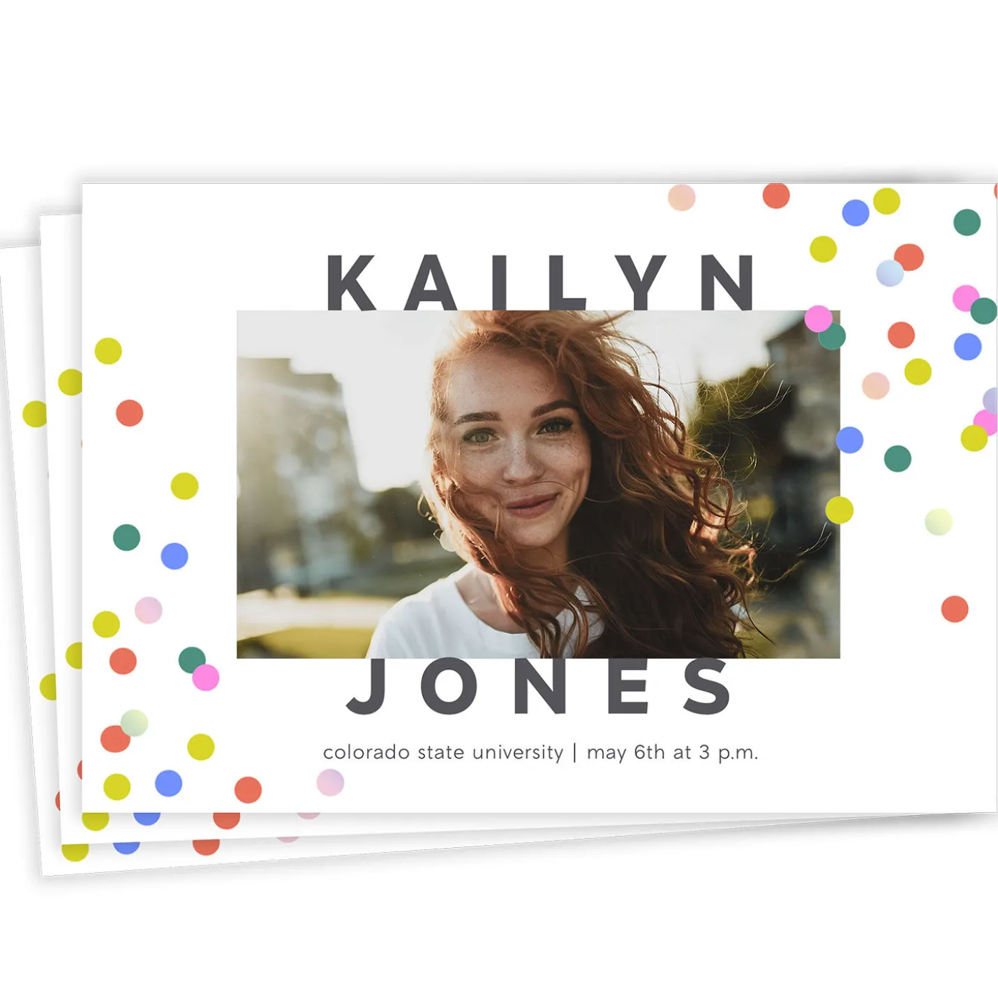 Colorful Confetti Dots Graduation Invitation