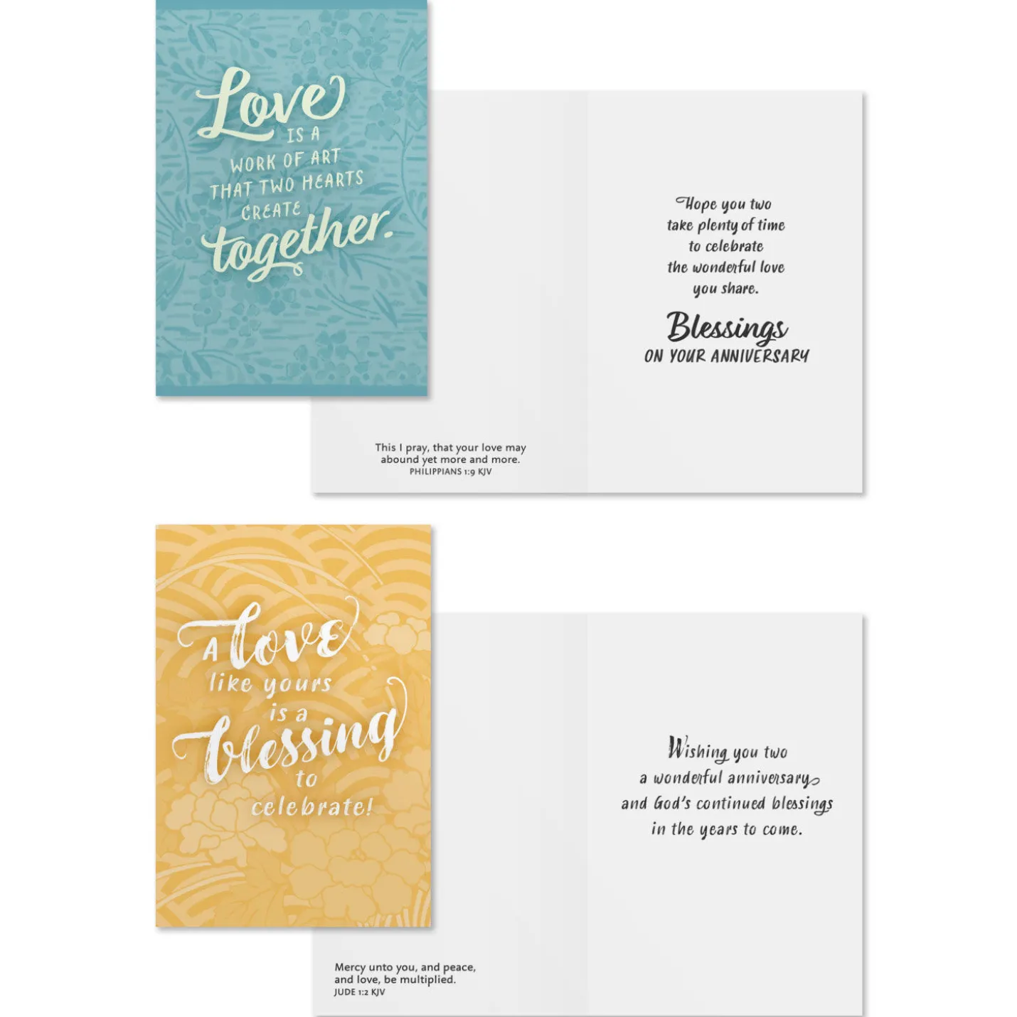 Colorful Designs Assorted Religious Anniversary Cards, Box of 12