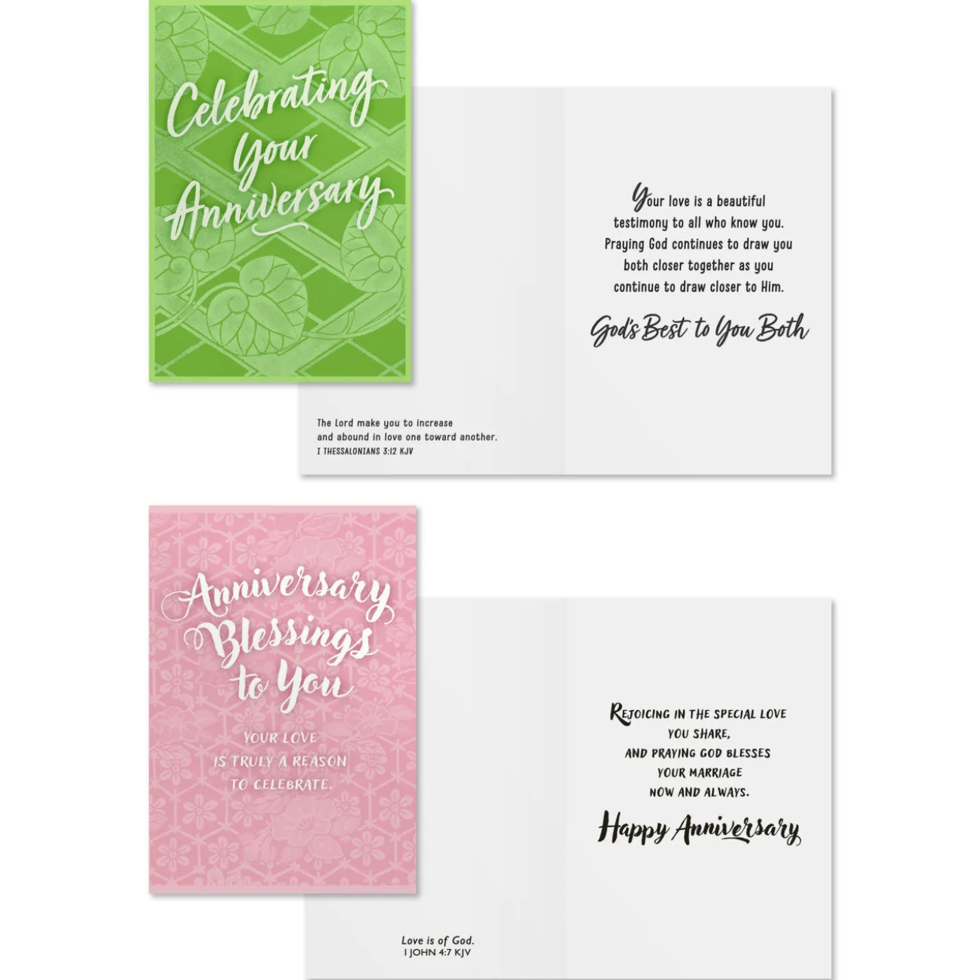 Colorful Designs Assorted Religious Anniversary Cards, Box of 12