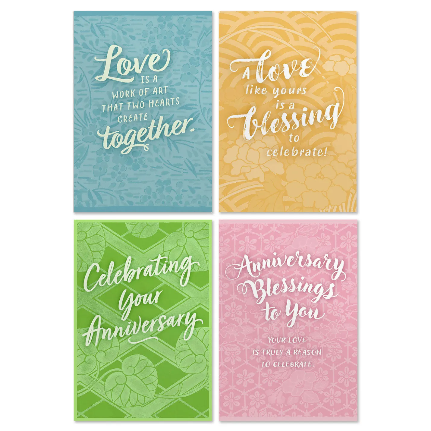 Colorful Designs Assorted Religious Anniversary Cards, Box of 12