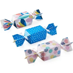 Colorful Dots and Flowers Candy-Shaped Party Favor Boxes, Set of 3