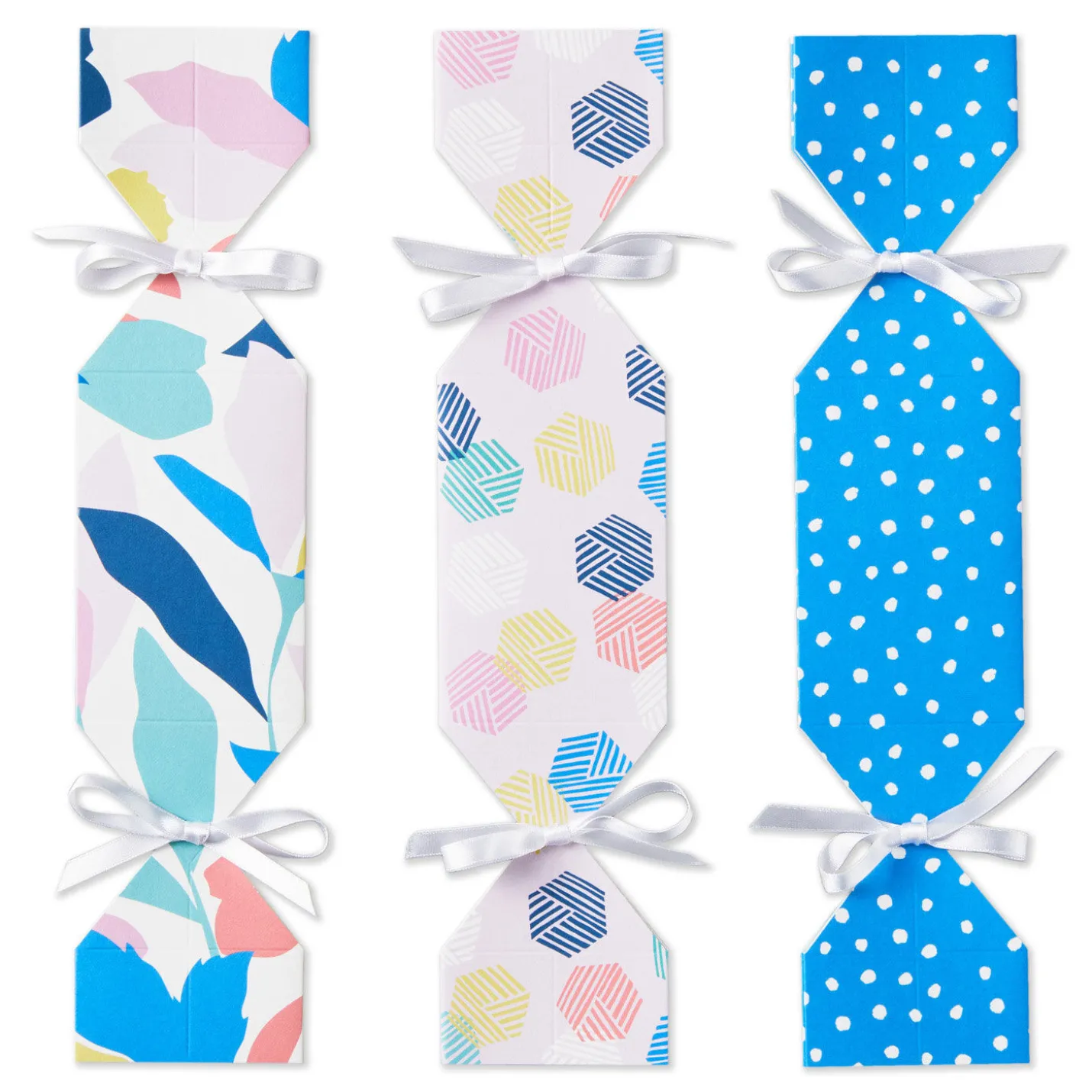 Colorful Dots and Flowers Candy-Shaped Party Favor Boxes, Set of 3