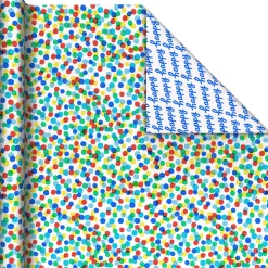 Colorful Dots/Happy Lettering Reversible Wrapping Paper Roll, 20 sq. ft.