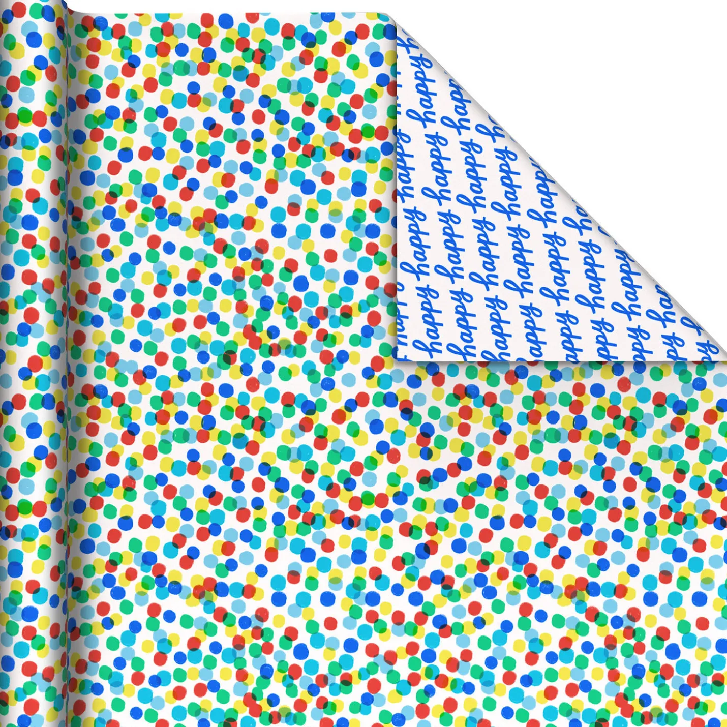 Colorful Dots/Happy Lettering Reversible Wrapping Paper Roll, 20 sq. ft.