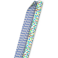 Colorful Dots/Happy Lettering Reversible Wrapping Paper Roll, 20 sq. ft.