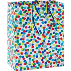 9.6" Colorful Dots on White Medium Gift Bag