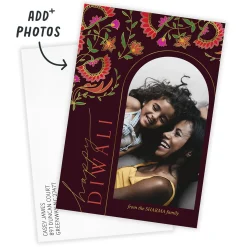 Colorful Florals Flat Diwali Photo Card