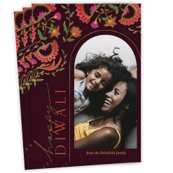 Colorful Florals Flat Diwali Photo Card