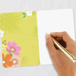 Colorful Flowers on Green Blank Card