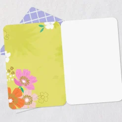 Colorful Flowers on Green Blank Card