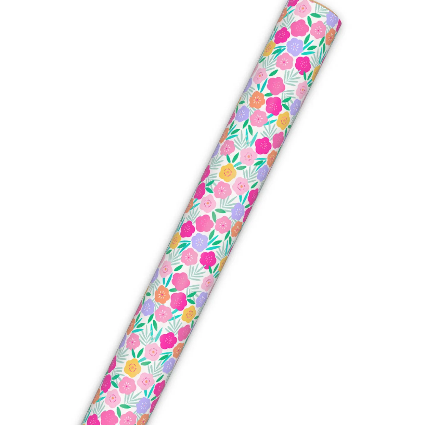 Colorful Flowers on White Tall Wrapping Paper Roll, 35 sq. ft.