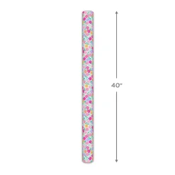Colorful Flowers on White Tall Wrapping Paper Roll, 35 sq. ft.