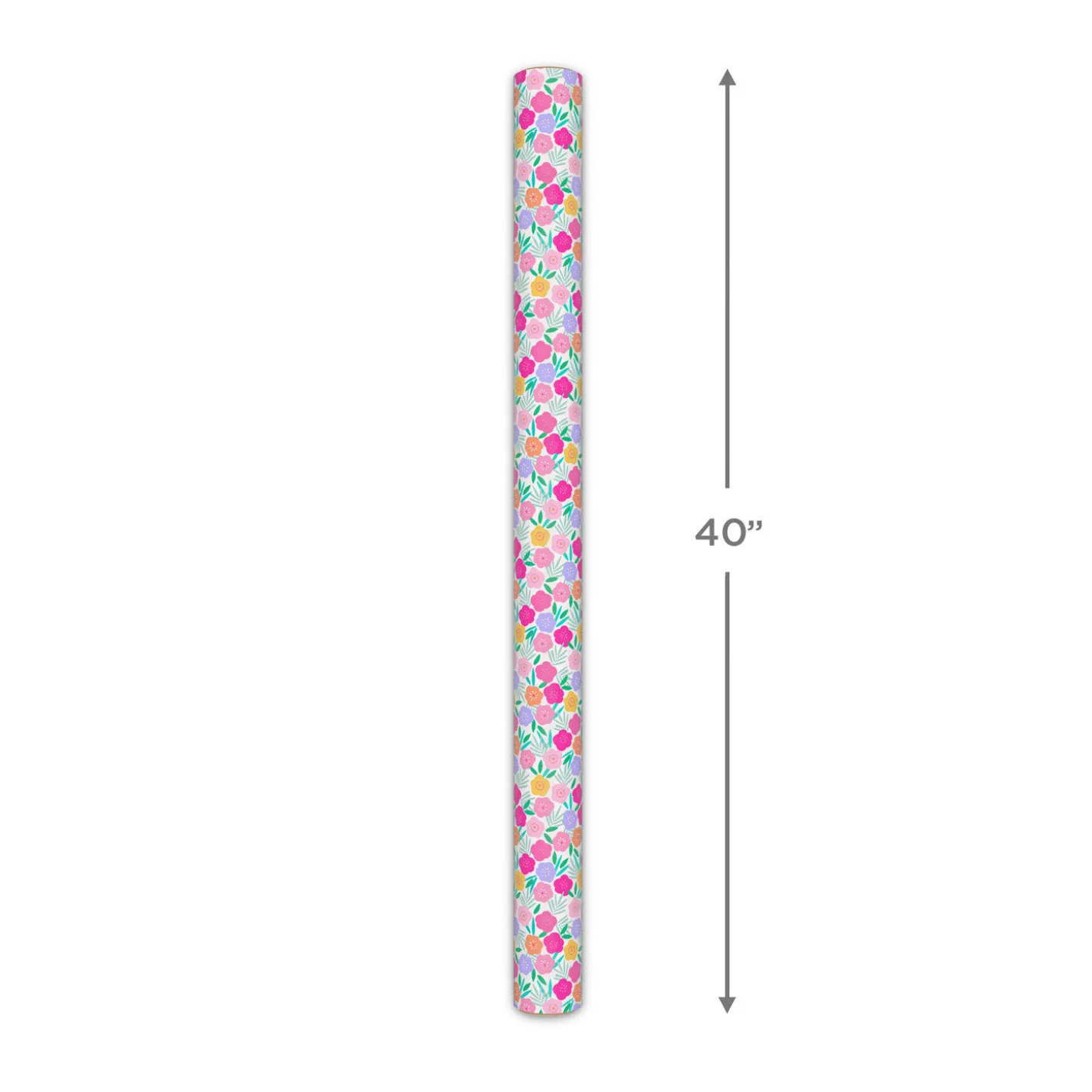 Colorful Flowers on White Tall Wrapping Paper Roll, 35 sq. ft.